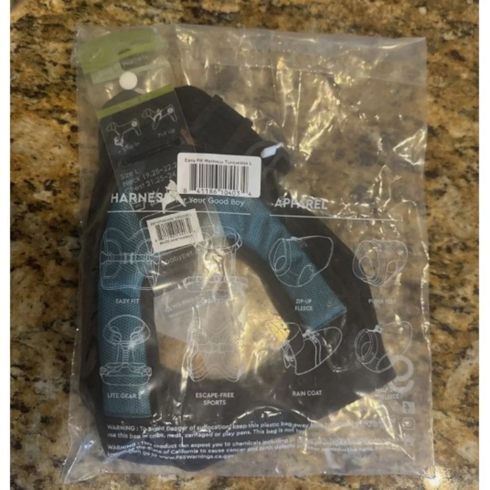 No-Pull Dog Harness - Gooby Escape Free, Easy Fit Harness, Turquoise,‎ Large USA